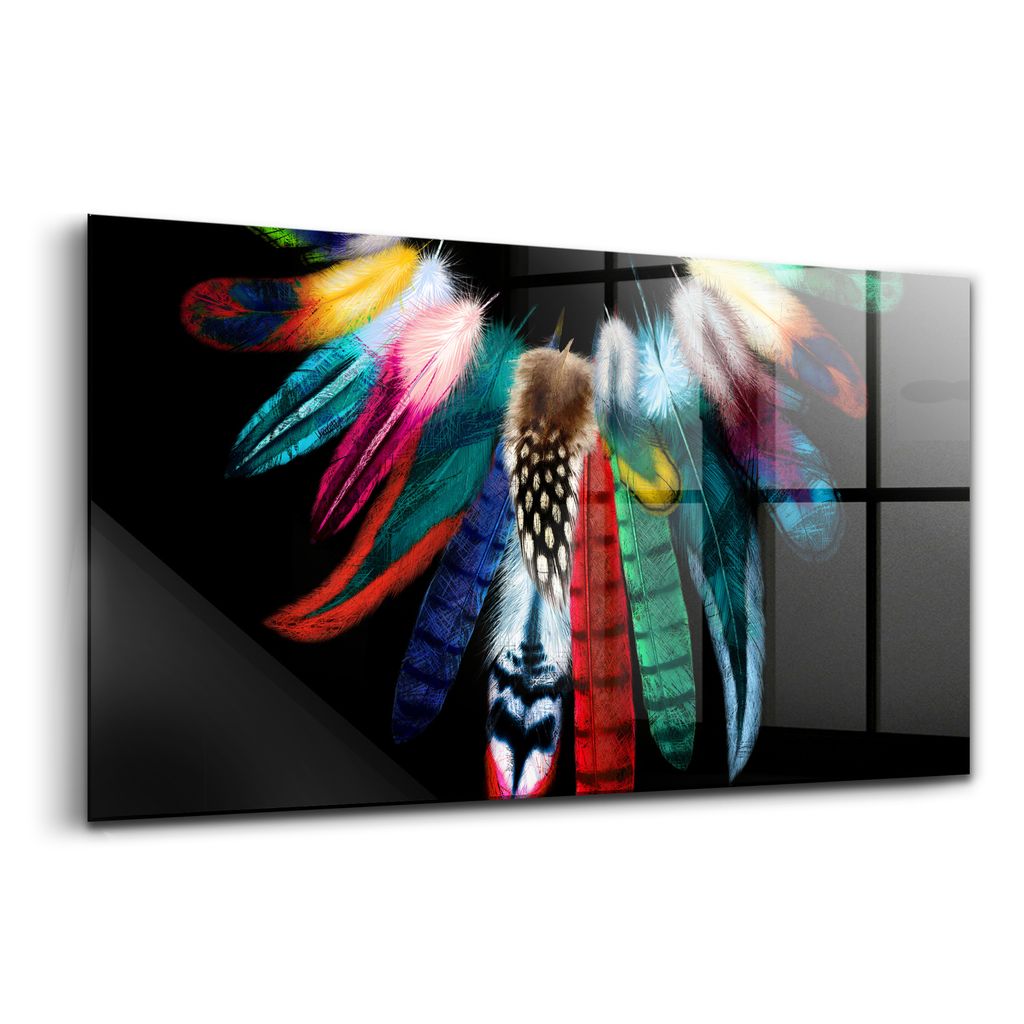 Glasmalerei - dekorative Malerei - moderne Malerei - 100x50 - Bunte Vögel einer Feder