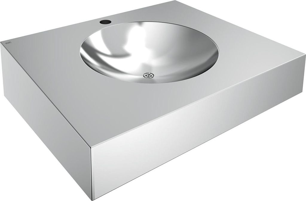 KWC AR Einzelwaschtisch, ANIMA, Edelstahl, 600x160x500 mm, nit Hahnloch