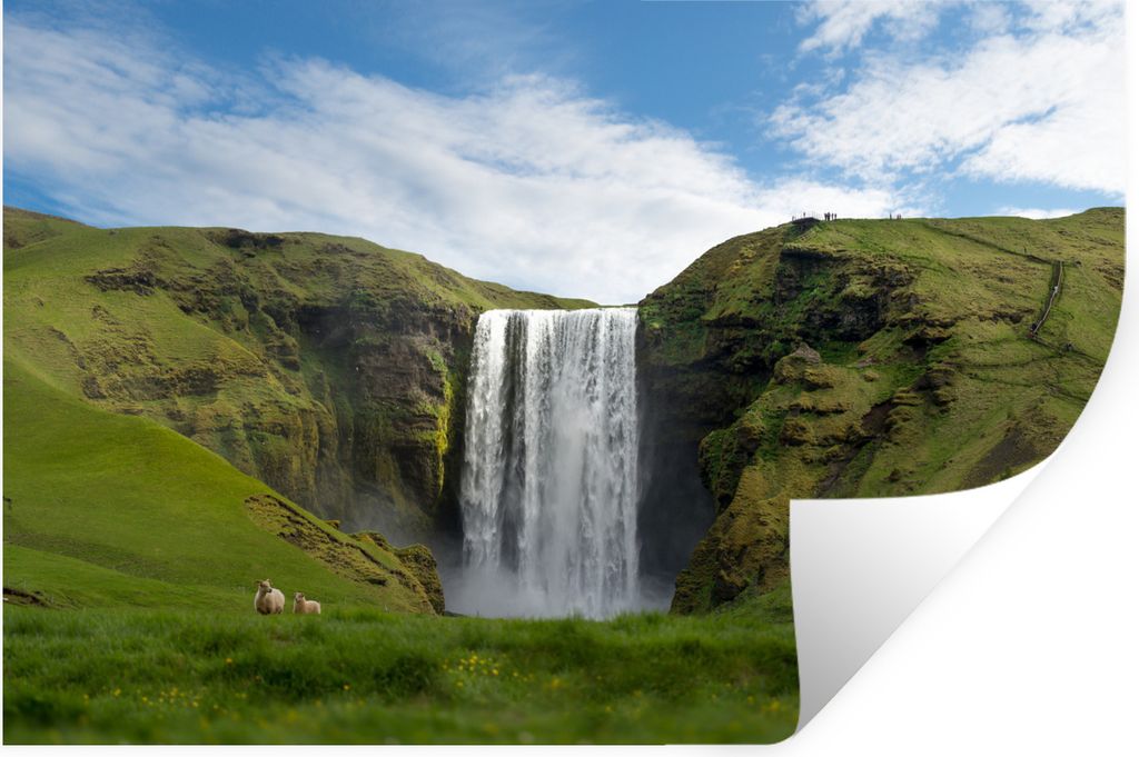 MuchoWow Wandtattoo Wandsticker Wandaufkleber Wasserfall - Island - Natur 60x40 cm Selbstklebend und Repositionierbar - Wierderverwendbar - Selbs...