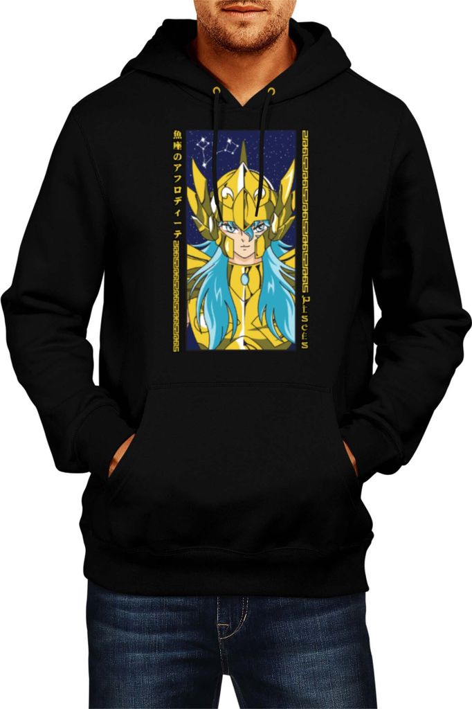 Herren Kapuzenpullover Japan Anime Manga Saint Anime Seiya Pisces Pisces, Man M / Schwarz