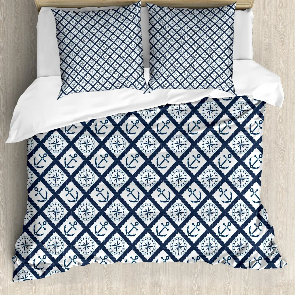 Housse de couette anti-acariens Rose des vents Marine 155 x 220 cm