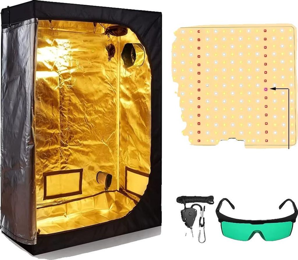 Hydroponisches Anbausystem, Vollspektrum-LED-Lampen, Komplett-Grow-Zelt-Kits, Paket E, 240x120x200cm Set
