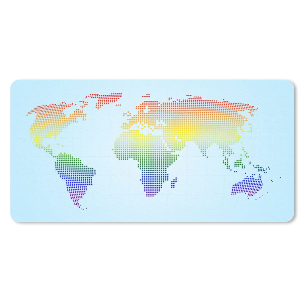 MuchoWow Schreibtischunterlage Moderne Weltkarte LGBTQ 80x40 cm - XXL Mauspad - Gaming Mauspad