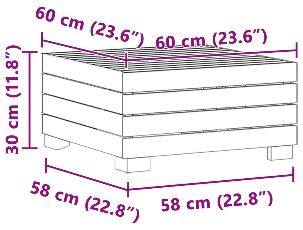 Table de jardin basse durable en bois contre les intempéries 60 cm