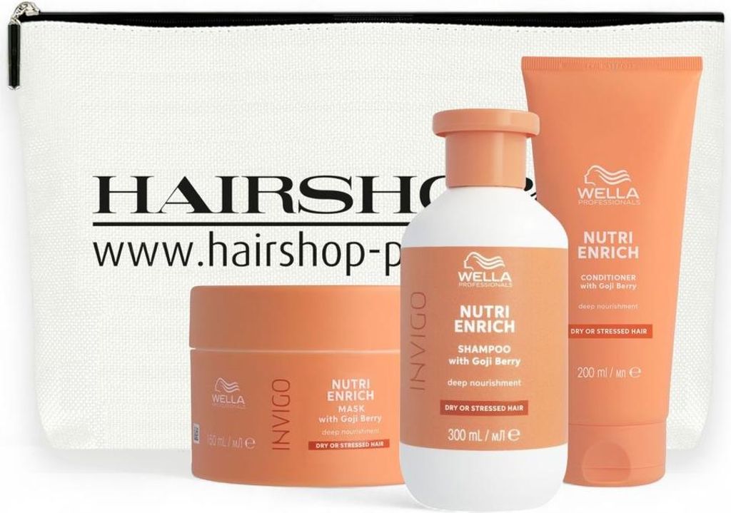 Wella Professionals Invigo Nutri-Enrich Set - Shampoo 300 ml + Conditioner 200 ml + Mask 150 ml + Kosmetikbeutel