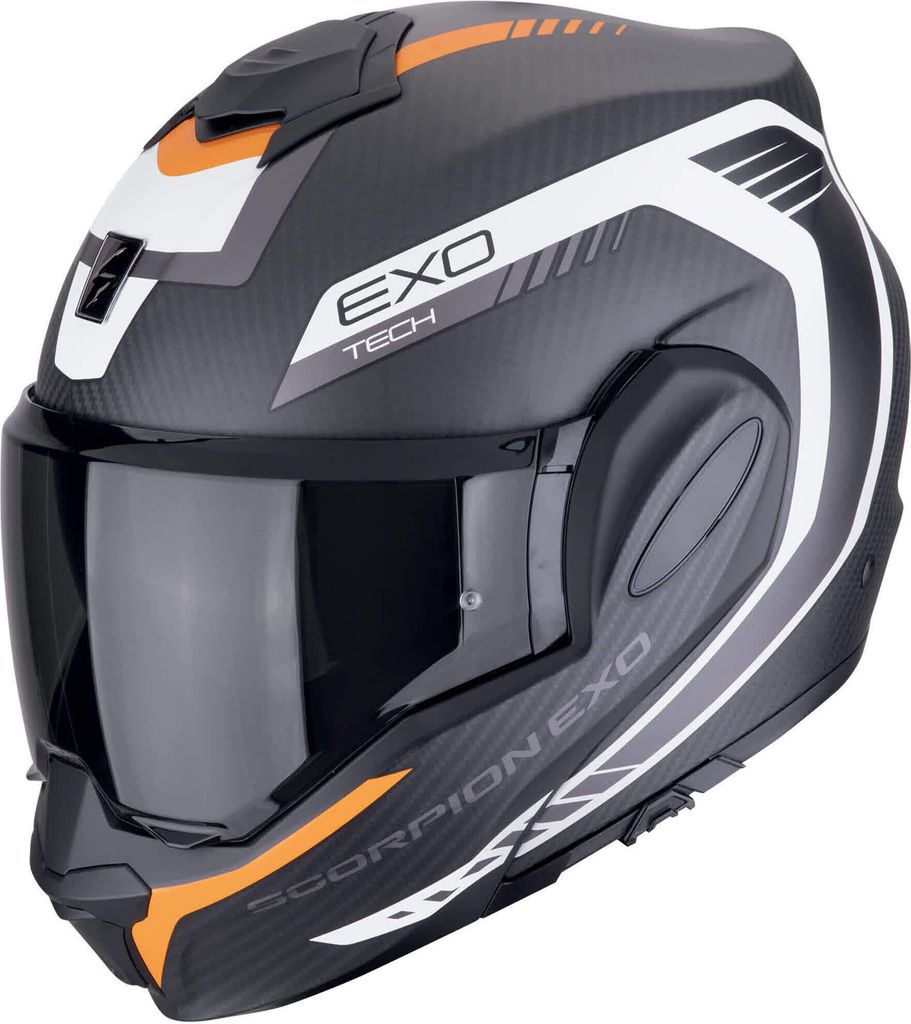 Scorpion EXO Tech Evo Carbon Cosy Helm, schwarz matt/orange, S (55/56)