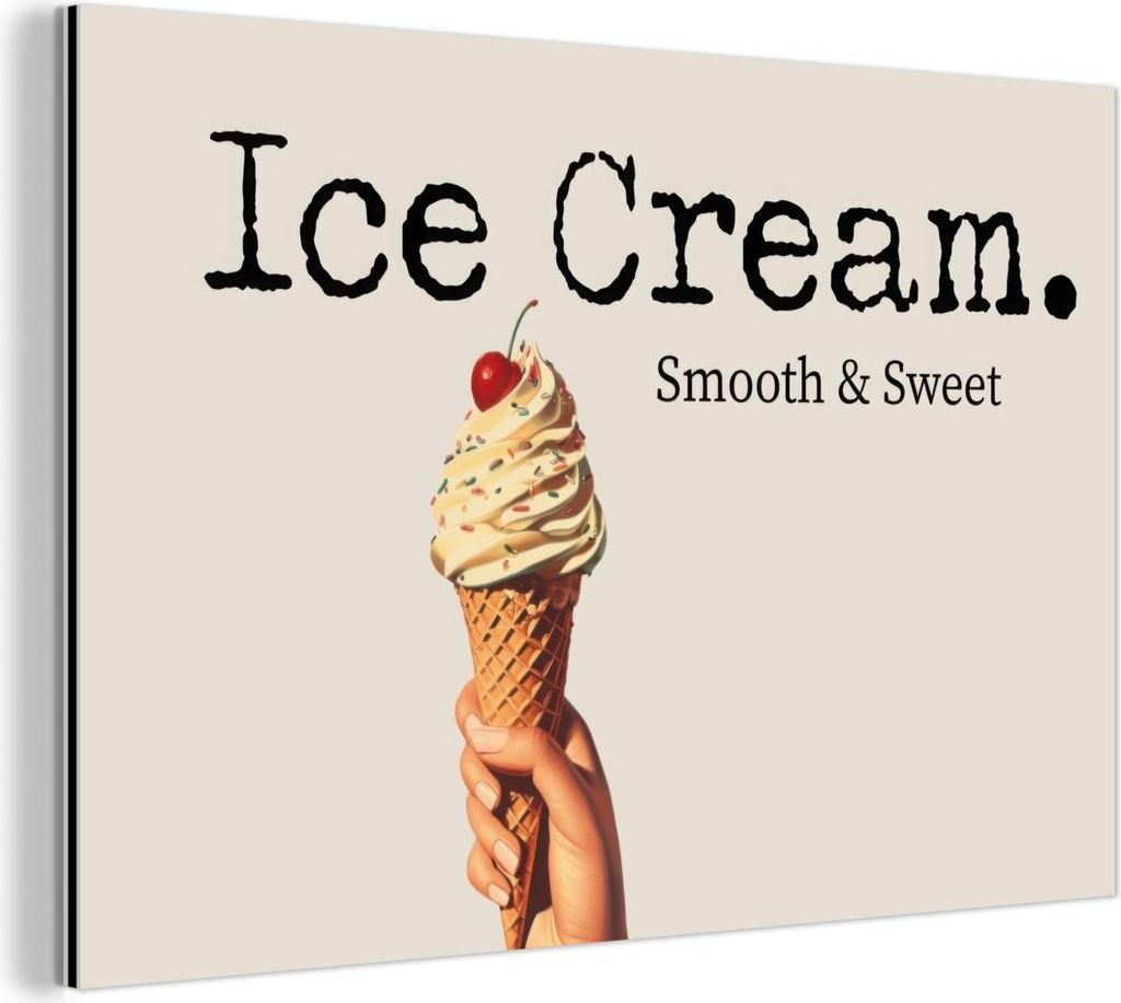 MuchoWow Wanddekoration Metall Metallbild Wandkunst 90x60 cm Speiseeis - Softeis - Bunt - Kirsche MuchoWow Aluminium Gemälde - Wandbilder