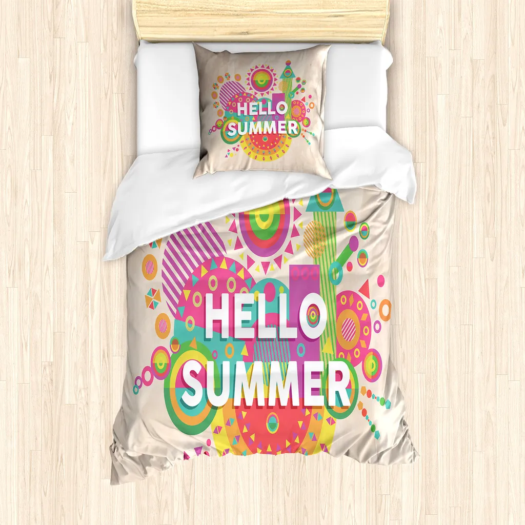 Copripiumino Ipoallergenico ABAKUHAUS Hello Summer - Stile Tipografico
