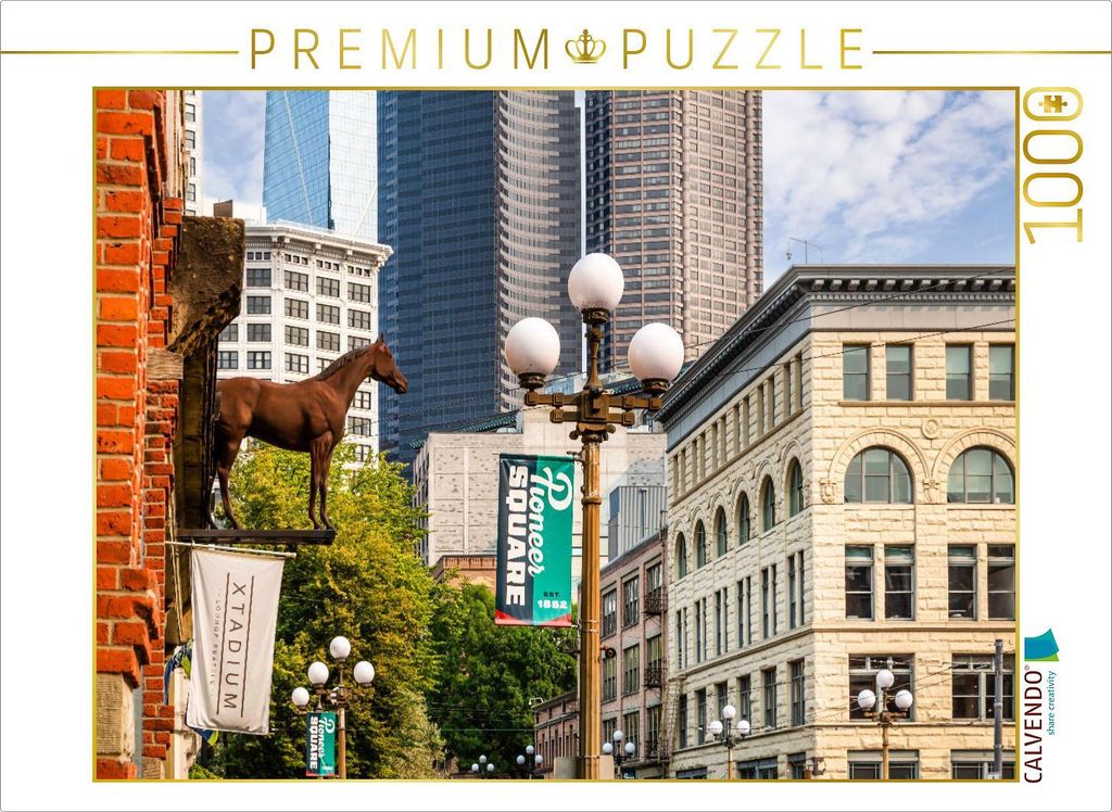 CALVENDO Puzzle Historischer Pioneer Square District in Seattle | 1000 Teile Lege-Größe 64x48cm Foto-Puzzle für glückliche Stunden