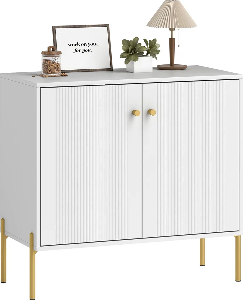 Buffet avec Double Porte Cannelée et Étagère Réglable 80x39 cm Moderne