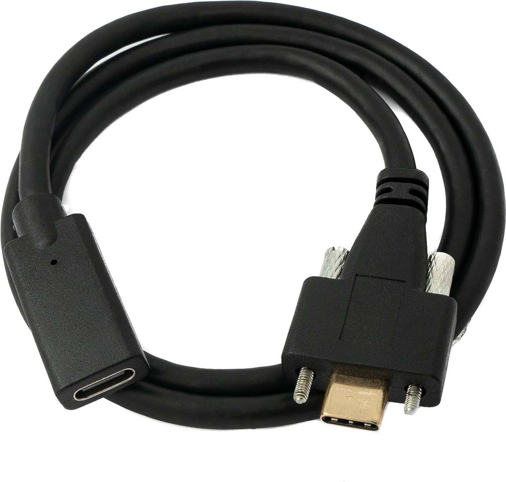 SYSTEM-S USB 3.1 Kabel 60 cm Typ C Stecker zu Buchse Schraube in Schwarz