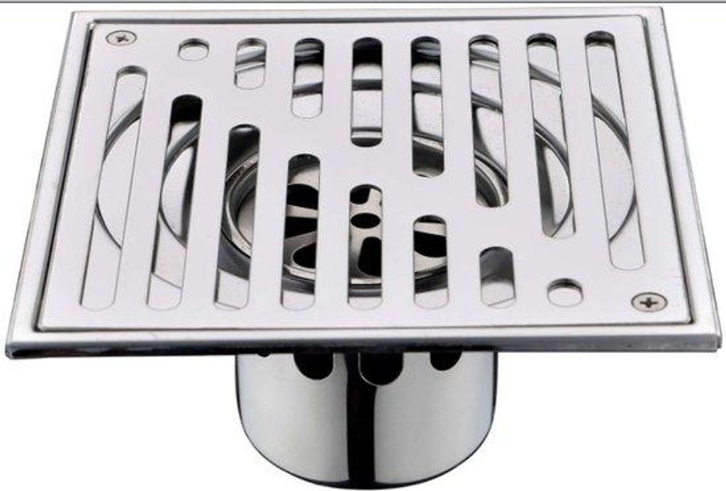 Rostfreier Stahl, quadratische Badkabinenabfluss, 150 x 150 mm, geruchlos, Abflussklappe