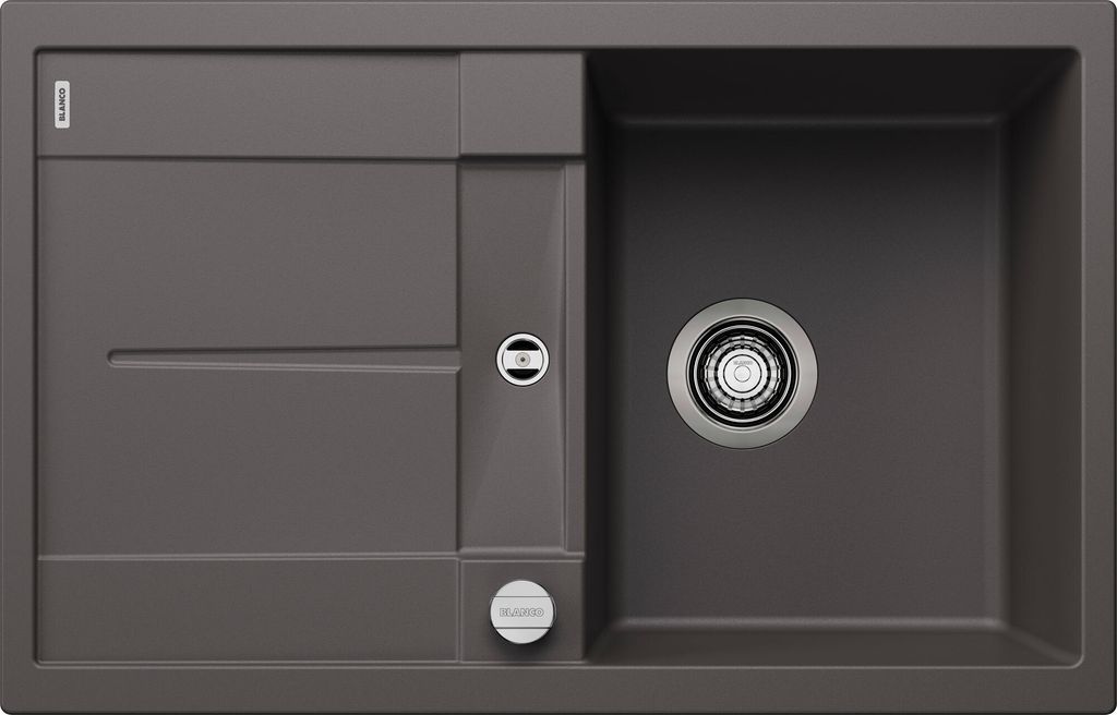 BLANCO Metra 45S - Spülbecken - SILGRANIT - 1 Becken - umschaltbare Auffangschale - automatischer Ablauf - inklusive Siphon - Steingrau