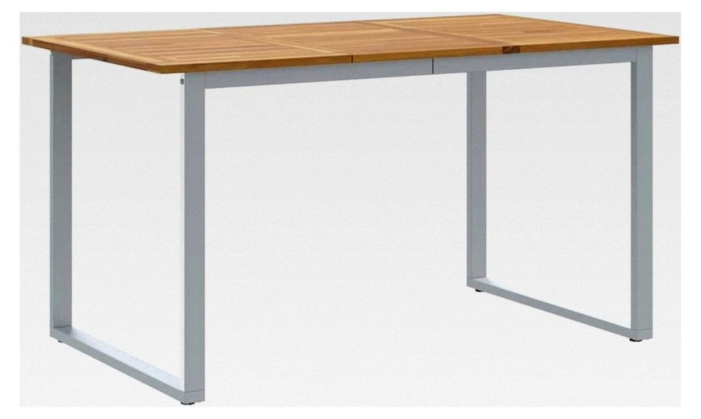 Gartentisch für den Außenbereich, grau, 140 x 80 x 75 cm, geeignet für Garten, Strand, Balkon, Terrasse, Camping