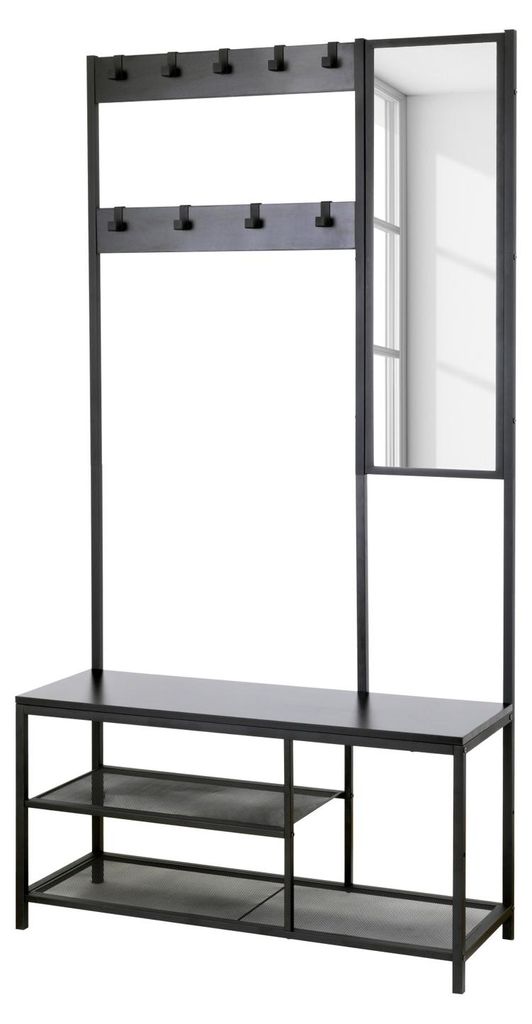 home24 Garderobe mit Spiegel - Eisen / Spanplatte Produktbild 