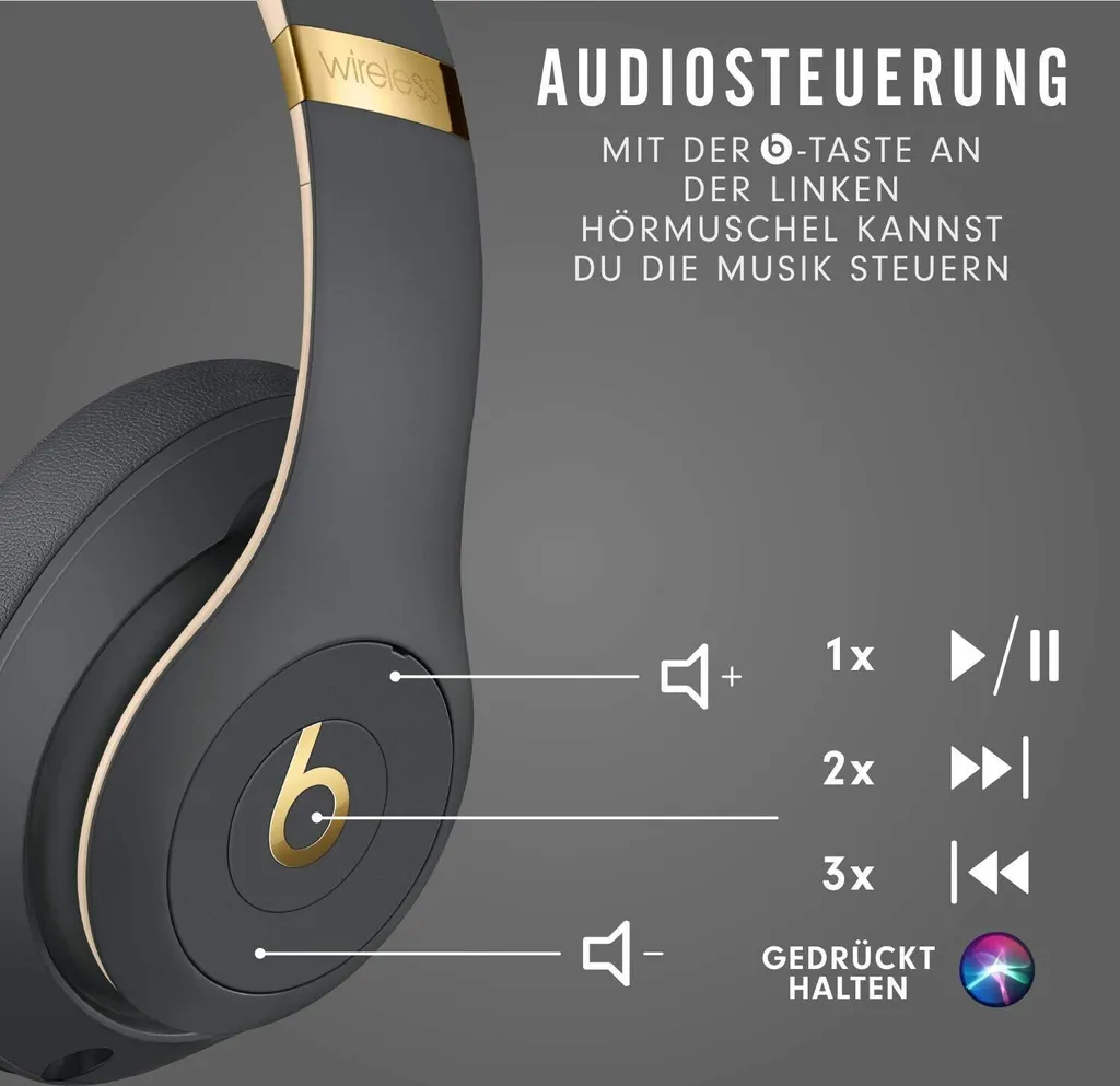 Beats Studio3 Écouteurs Bluetooth Gris Asphalte avec Réduction de Bruit - 10