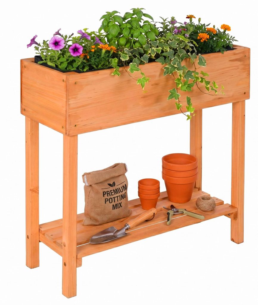Relaxdays verhoogde plantenbak, geschikt voor tuin, balkon Productafbeelding 