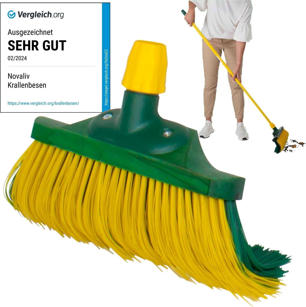 Novaliv Krallenbesen Kopf 30 cm Holz gebogenen Borsten Gartenbesen Straßenbesen Kehrbesen Laubbesen