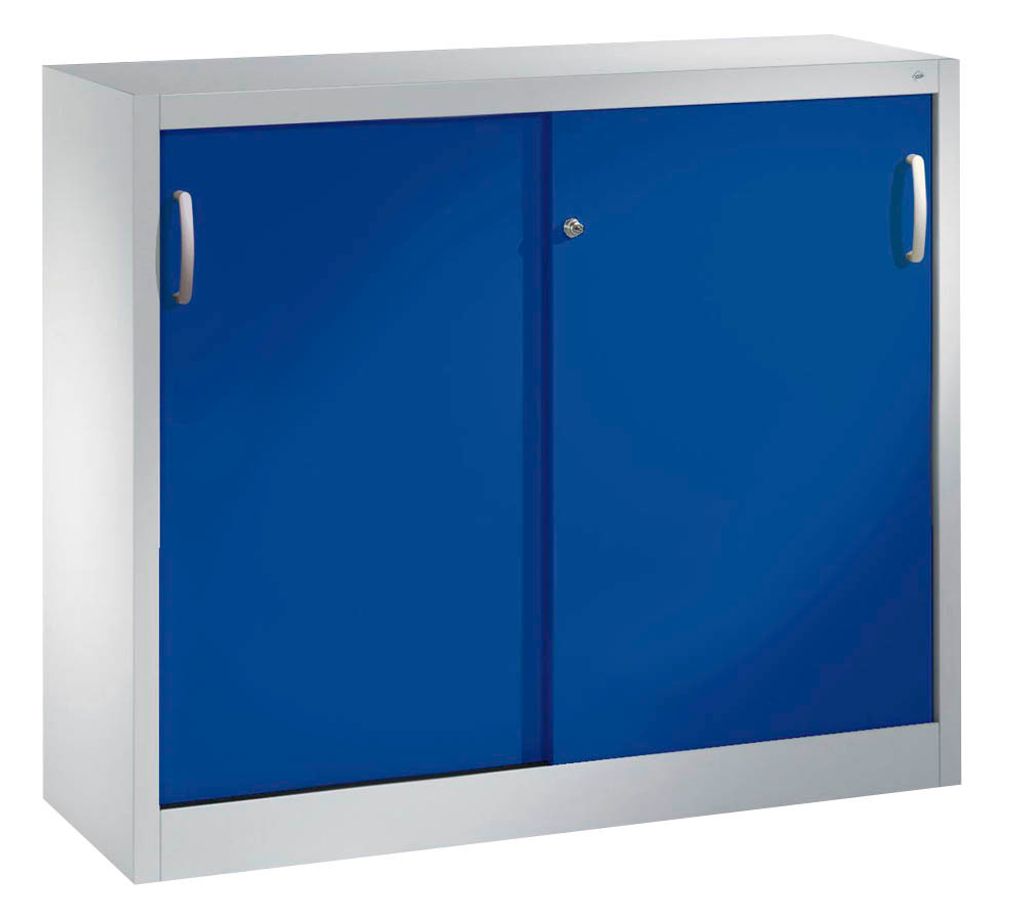 CP C 2000 Acurado Schiebetürenschrank lichtgrau, enzianblau 2 Fachböden 120,0 x 40,0 x 97,5 cm