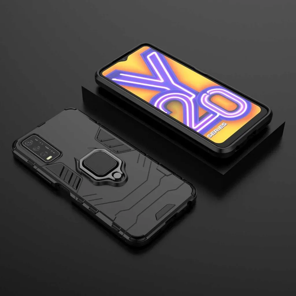 Coque antichoc Vivo Y11s Noir avec support vidéo X-ring - SPACECASE