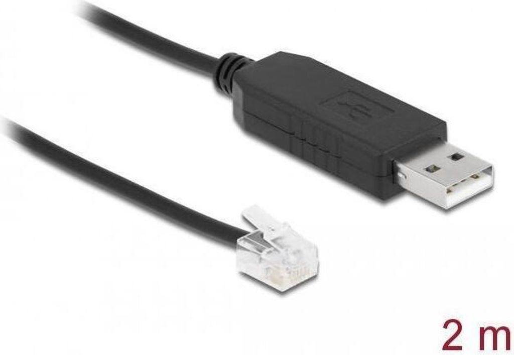 DeLOCK 66737, RJ-12, USB 2.0 Type-A, 2 m, Černá Obrázek produktu 