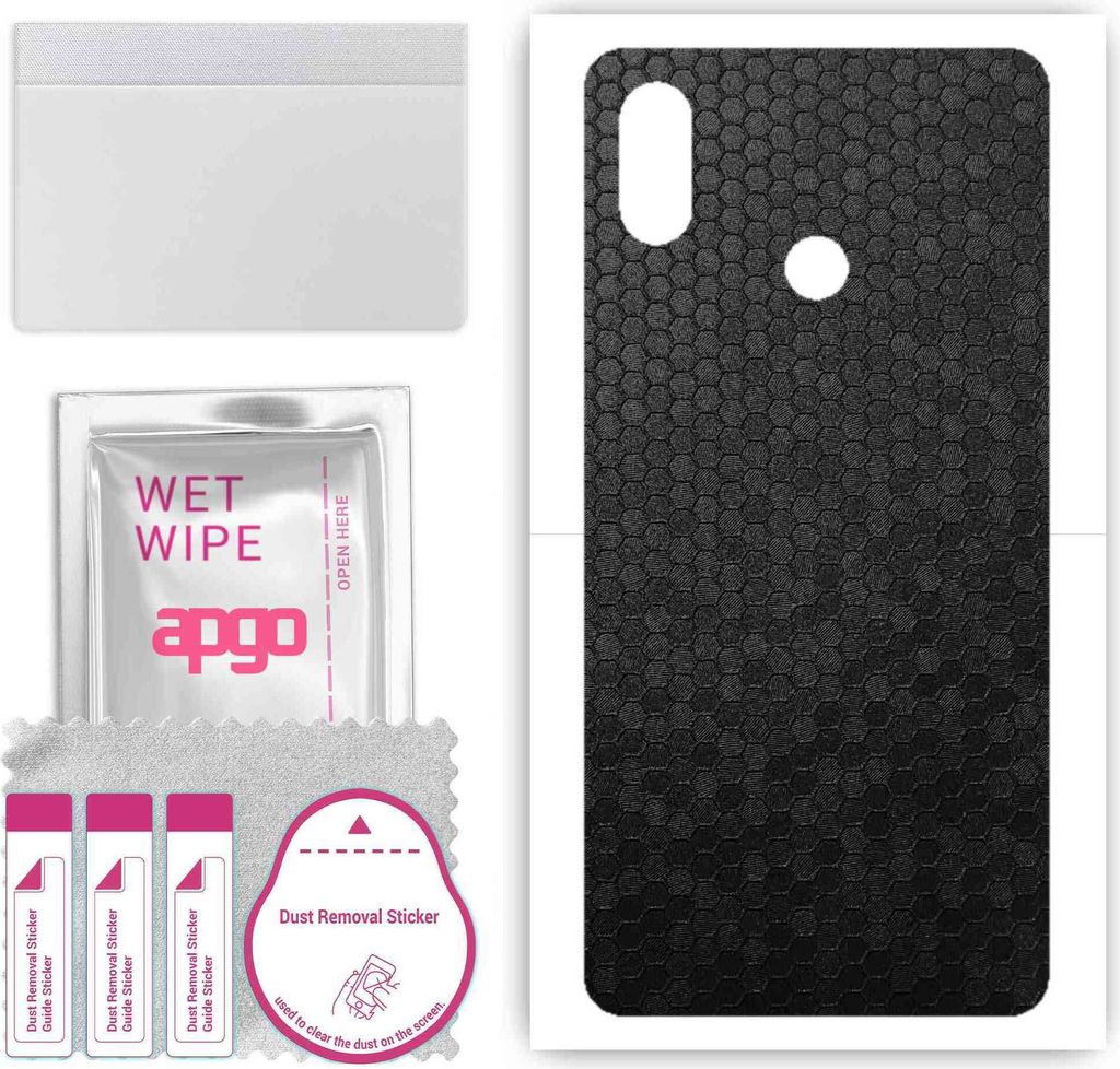 apgo Rückseite Schutzfolie, Skin, kompatibel mit Xiaomi Mi Max 3, Hinten Displayschutzfolie aus Vinylfolie, kratzfest, einfache Montage - Schwarze...