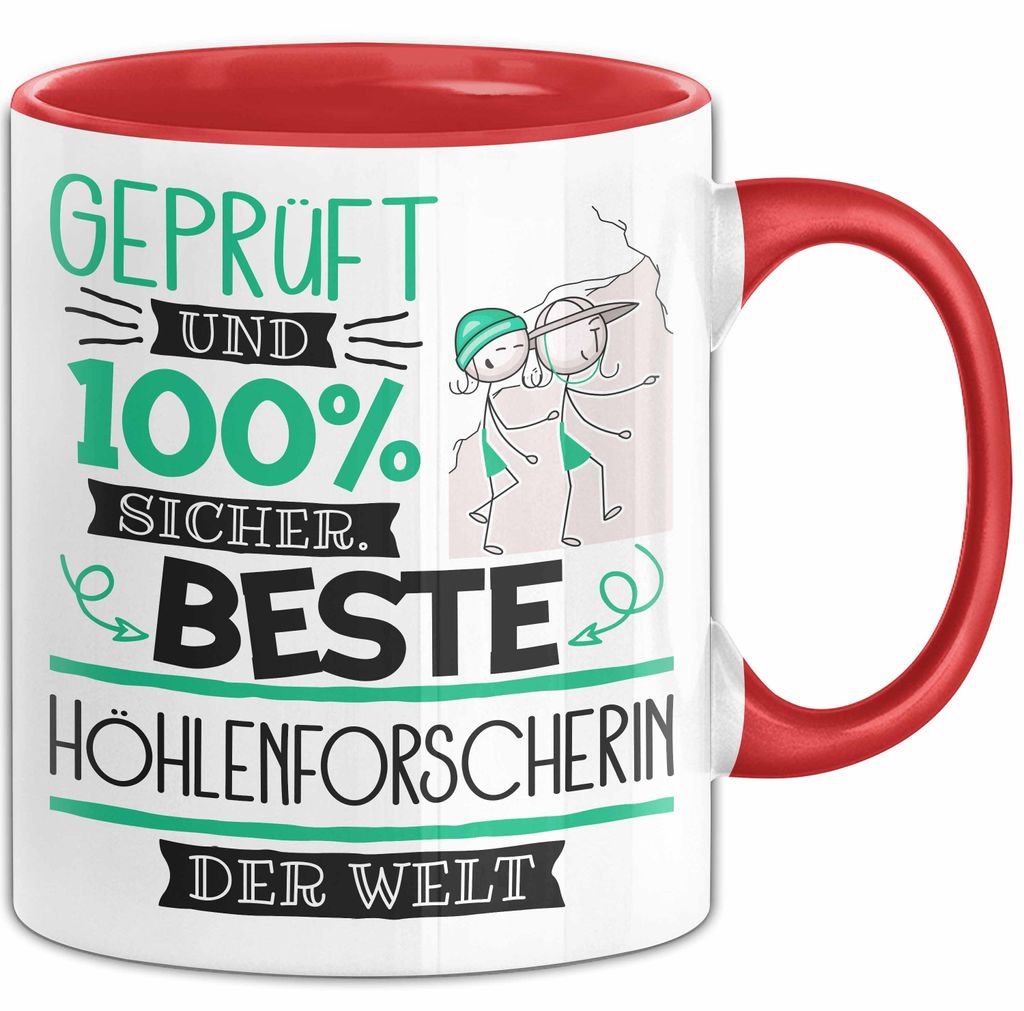 Beste Höhlenforscherin Der Welt Tasse Geschenk für Eine Höhlenforscherin Und Sicher Geschenkidee Geburtstag Weihnachten (Rot)