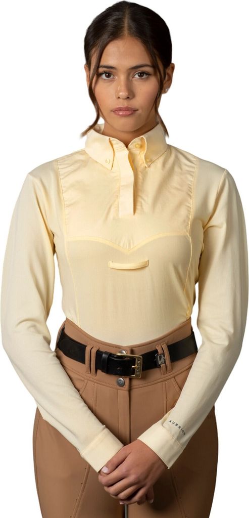 Aubrion - Hemd Schlaufe für Krawatte für Damen Langärmlig ER1886 (XL) (Gelb)