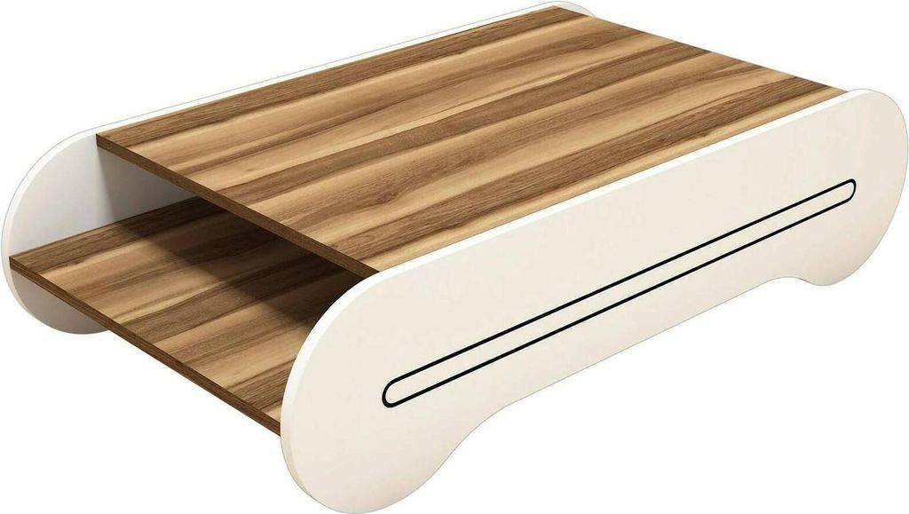 Wohnzimmertisch Dmicheli, Niedriger Wohnzimmertisch, Kaffeeregal, Couchtisch für Sofa, 120x64h30 cm, Walnuss und Weiß