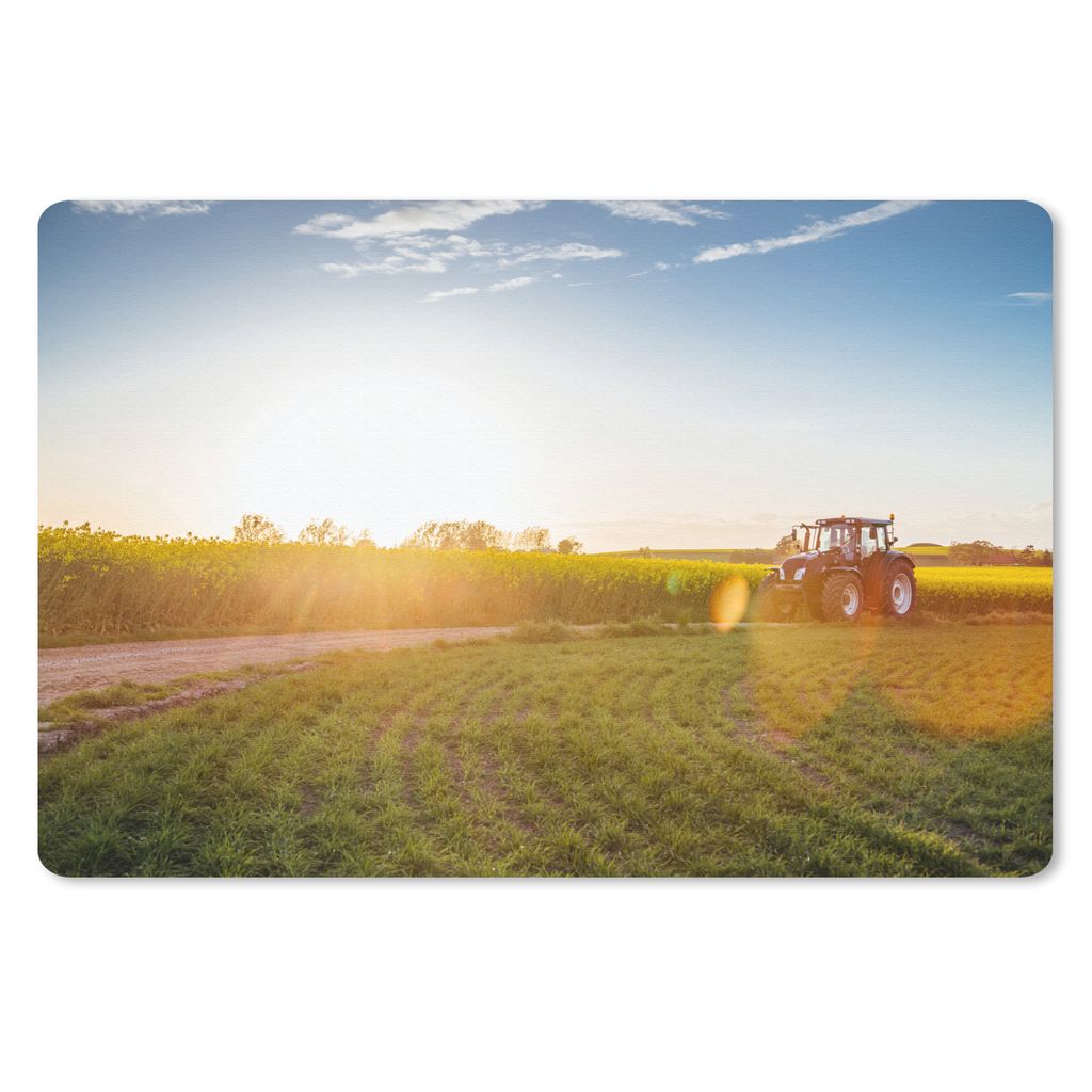 MuchoWow Mauspad Mousepad Traktor - Gras - Sonnenuntergang 27x18 cm - Mousepads - Maus Mat - Pad - Mausunterlage - Büroartikel - Desk Matten