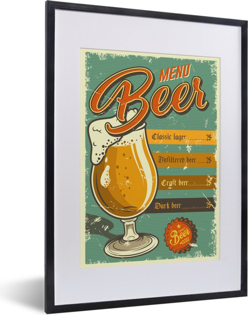 MuchoWow MuchoWow Gerahmtes Poster Zitate - 'Menü-Bär' - Sprichwörter 30x40 cm - Poster mit zchwarzem Bilderrahmen - Wandposter Schlafzimmer