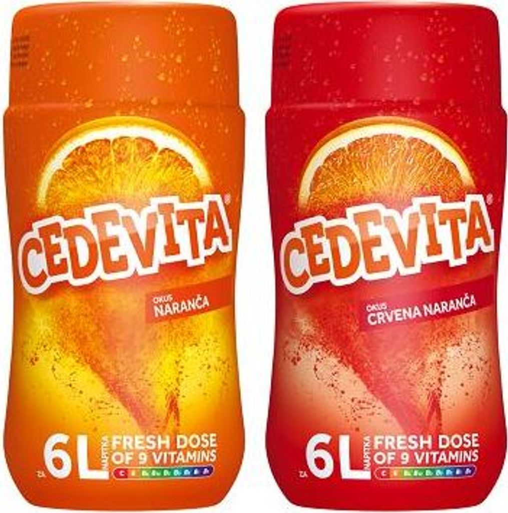 Cedevita Orange/Cedevita Blutorange (narandza/crvena narandza) 9 Vitamine, Instant Pulver Vitamin Getränke Mix 2 x 455g, macht 12L Saft alkoholfreie