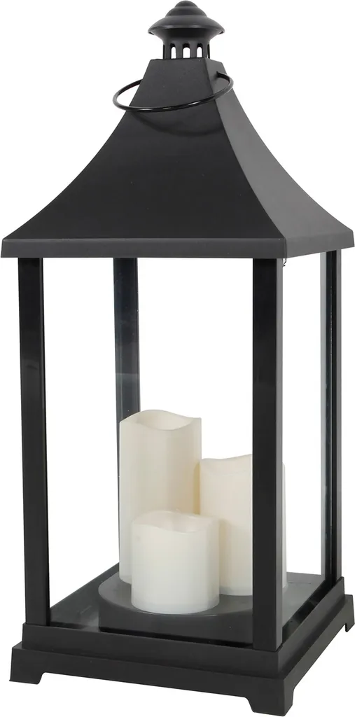 Lanterne de jardin décorative XXL 59cm avec bougies LED effet flamme