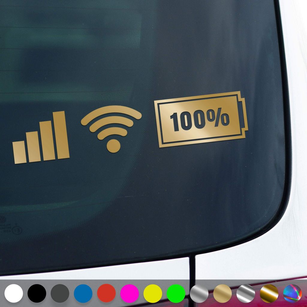 PantherPixel WLAN Aufkleber Netz Status Signalstärke Akkuanzeige Sticker Auto Geschenkidee Farbe Gold