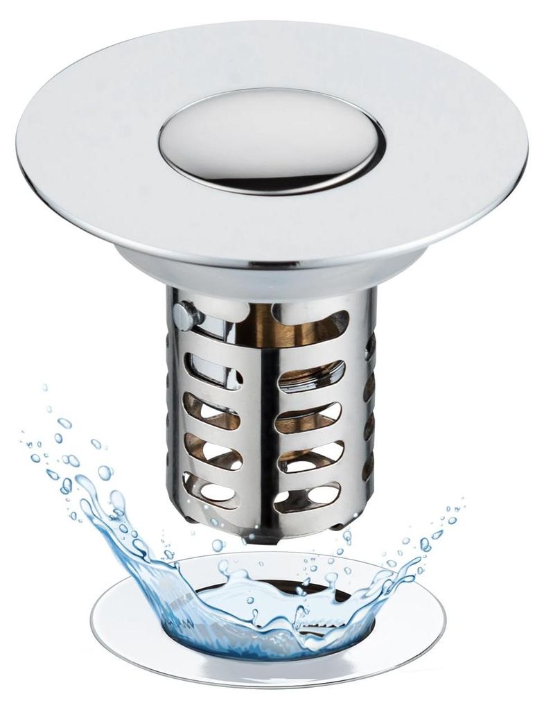 Spülbecken-Abflusssieb, 3-in-1-Pop-up-Abflussstopfen mit Sieb und herausnehmbarem Edelstahl-Filterkorb, Spülbeckenstopfen für Spülbecken mit 28...