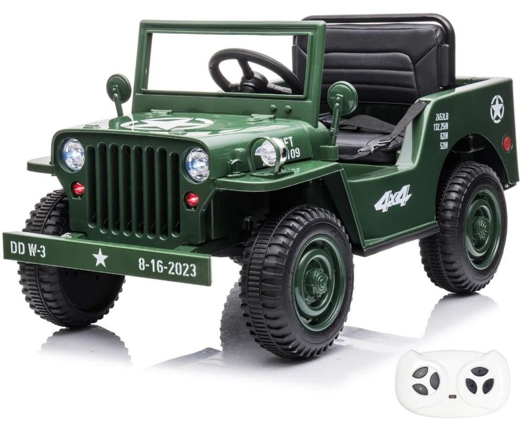 Elektryczny samochód wojskowy Willys dla dzieci 12 V (1–6 Zdjęcie produktu 