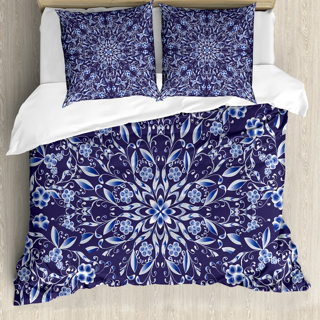 Copripiumino Orientale Blu Scuro ABAKUHAUS 155x220 Antiacaro