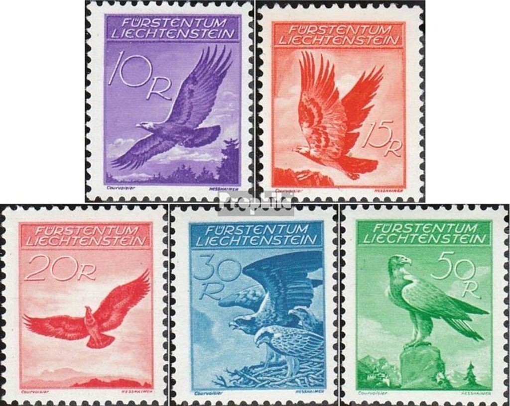 Briefmarken Liechtenstein 1934 Mi 143y-147y (kompl.Ausg.) Produktbild 