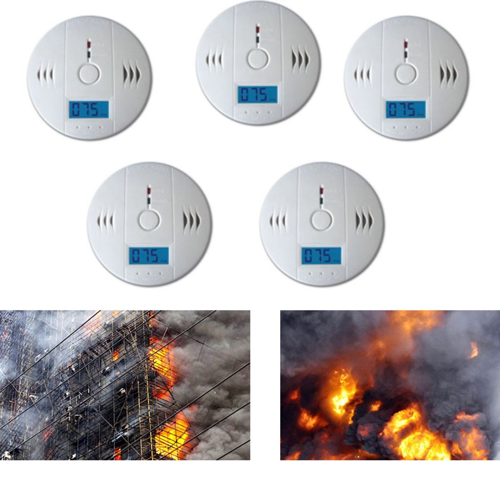 4X CO Melder Feuermelder Detektor Büro Küche Feueralarm Brandmelder LCD Anzeige 