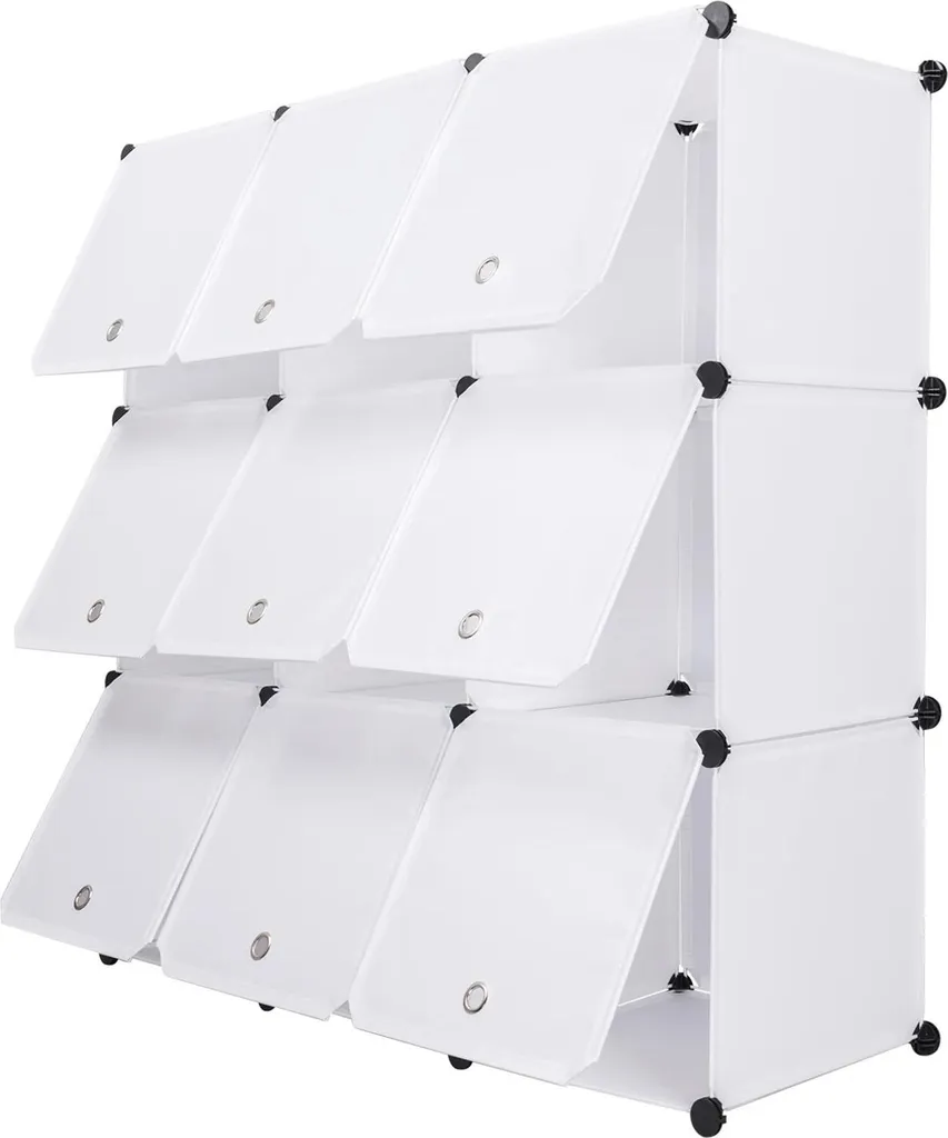Rangement cubique blanc anti-désordre 9 blocs montage rapide sans outil