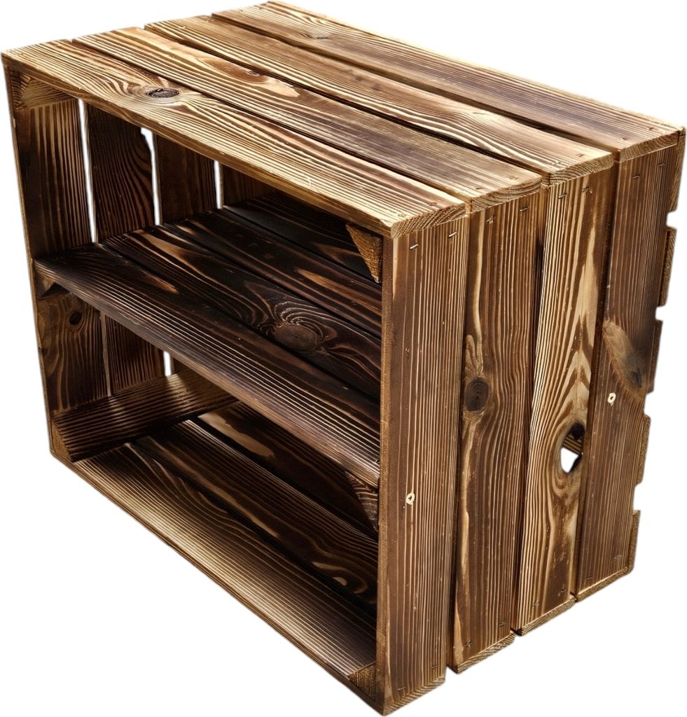 Holzkiste 50x40x30cm Geflammt Boden Lang Produktbild 1