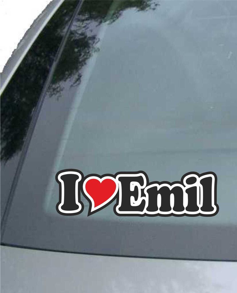 INDIGOS UG - Aufkleber / Autoaufkleber I Love Heart - Ich liebe mit Herz 15 cm - I LOVE Emil - Auto LKW Truck - Sticker mit Namen vom Mann Frau Kind