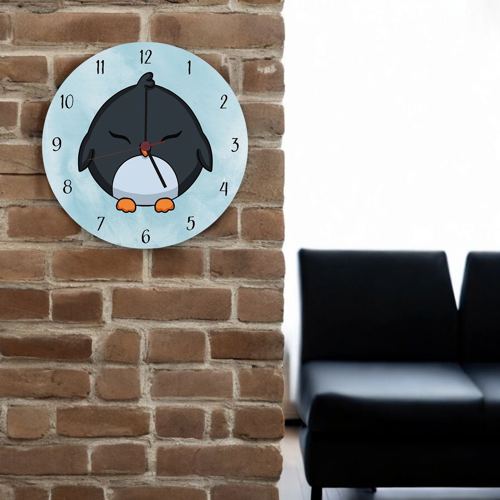 Pinguin Kinder Wanduhr aus Alu Produktbild 8