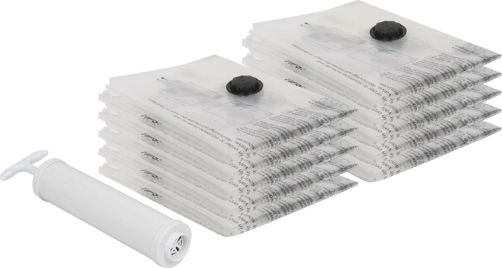 Harbour Housewares Vakuum-Aufbewahrungsbeutel mit Handpumpe – Mittel (50 x 70 cm) – Weiß – 10er-Pack