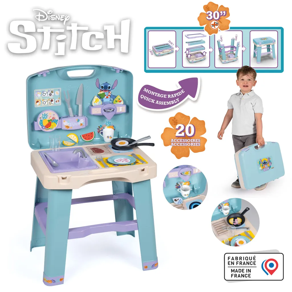 Cuisine Smoby Stitch compacte : la solution gain de place portable