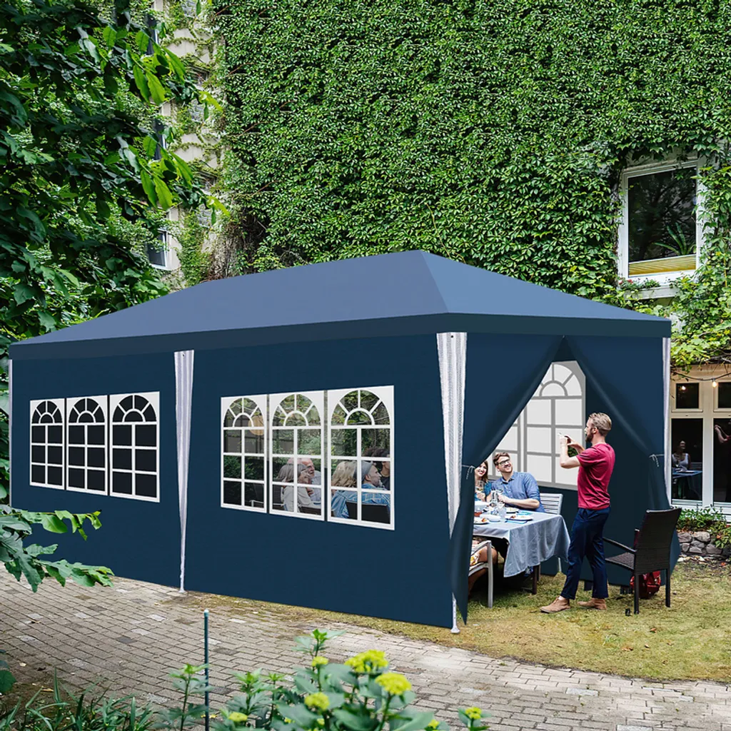 Tenda gazebo da giardino Yakimz - Tenda per feste robusta e di alta qualità con pergola blu 3x6m