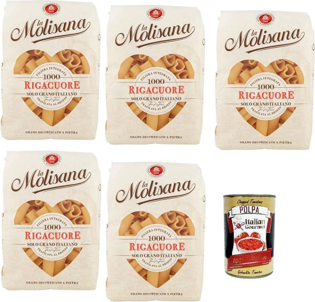 5x La Molisana Rigacuore N. 1000 Pasta Lenta Lavorazione Produktbild 
