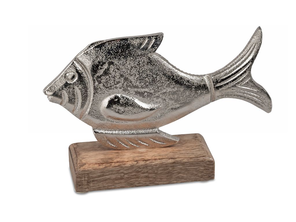 formano Deko Fisch aus Alu Mango Holz zum Stellen Produktbild 