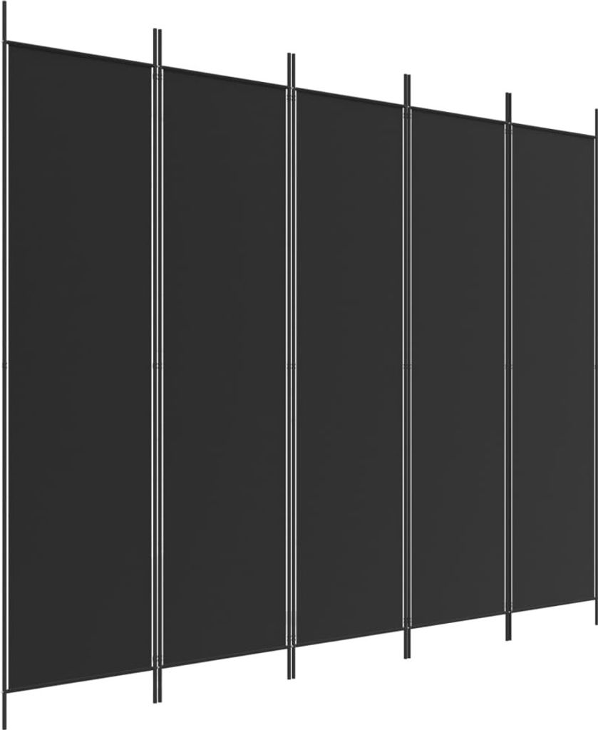 Parawan 5-Panelowy, Czarny, 250X200 Cm, Tkanina Lumarko! Zdjęcie produktu 