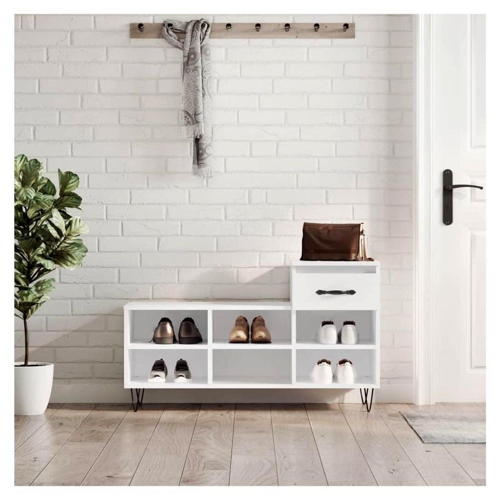 Schuhregal Hochglanz Weiß 102x36x60 cm Holzwerkstoff